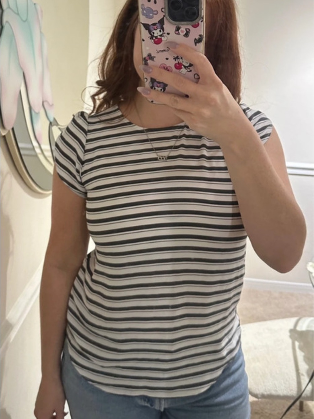 LOFT Black & White Striped Short-Sleeve Tee